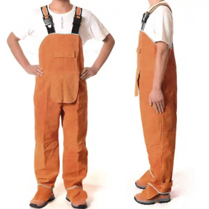 Cowhide Split Leather Industrial Heavy Duty Welding Suits Polyester Flame Retardant <b>Construction</b> <b>Jacket</b> for Men Comfortable <b>Work</b> - Product Image 2