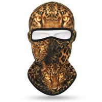 Pasamontañas de Lujo con Estampado de Piel de Leopardo Dorado, Capucha Sublimada, Transpirable, Impermeable, Deportivo, Unisex