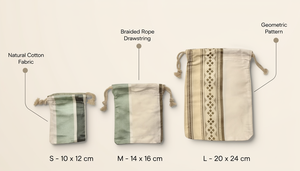 Pochette à cordon en soie recyclée, sac cadeau éco-responsable en patchwork, fait main, durable, zéro déchet, multicolore, taille personnalisée - Product Image 6
