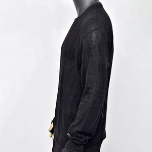 Camiseta de malla transparente para hombre, estilo Y2K, de manga larga, holgada, con diseño de red, para discoteca - Product Image 3