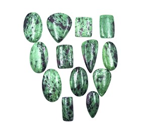 Lote de gemas sueltas de zoisita rubí natural en forma de cabujón, de 14-42 mm, para la elaboración de joyería artesanal. - Product Image 1
