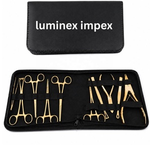 Kit d'outils de piercing corporel Luminex Impex 8 pièces en acier inoxydable arc-en-ciel, ensemble professionnel de pinces pour oreilles, nez et tétons avec étui - Product Image 3