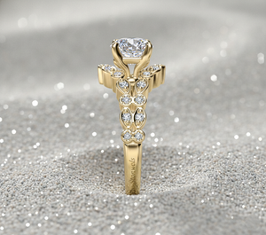 Anillo de Compromiso con Diamante Cultivado en Laboratorio, Oro de 14K, Corte Redondo, Diseño Vintage con Doble Aro, Anillo de Novia con Diamantes, Fabricante de Joyería Personalizada - Product Image 3