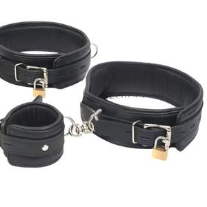 Real Leather Wrist and Ankle Restraints with Soft Suede Interior - Product Image 2