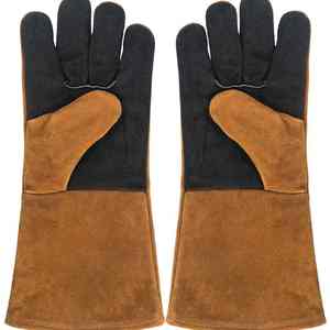 Gants de soudage en cuir de 16 pouces résistants à la chaleur, gants d'isolation thermique pour four à micro-ondes et cuisson, en cuir véritable pour soudeurs - Product Image 1
