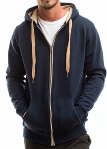 Sudadera con Capucha y Cierre de Cremallera para Hombre, Color Sólido, Corte Regular, Informal, para Otoño, 100% Algodón, Transpirable, Diseño de Punto - Product Image 3