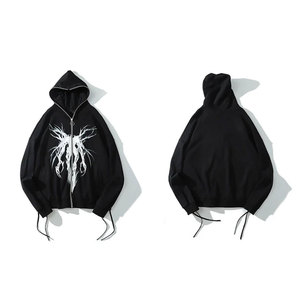Custom High End Distressed Acid Wash Patched Drop Shoulder Embroidery Heavyweight Streetwear Custom Full Zip up <b>Hoodie</b> for Men - Product Image 2