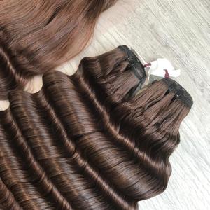 Extensiones de cabello humano de Color marrón de onda profunda 100% Cabello humano virgen alineado con cutícula Extensiones de cabello súper doble dibujado Proveedores - Product Image 6