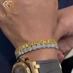 Pulsera de tenis de oro amarillo de 14 quilates con diamantes amarillos de laboratorio talla Asscher - Product Image 2