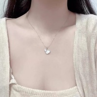 Collier en argent MOP Shell avec nacre en zircone cubique pour chaîne croisée pour filles