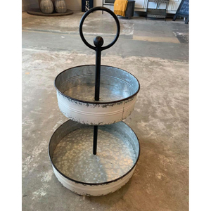 High Quality Antique 3 Tier Galvanized Metal Cake Stand Farmhouse Tiered Serving <b>Tray</b> for Wedding Party and Dessert Display - Product Image 4