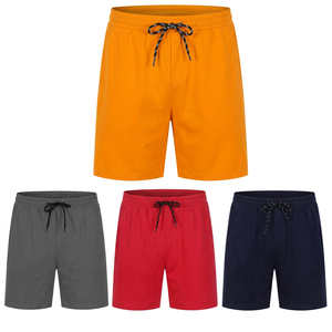 Shorts décontractés pour hommes, couleur unie, avec cordon de serrage, taille mi-haute, tricotés, écologiques, sportifs, pour le jogging et le fitness, noir, gris, rouge, marine - Product Image 4