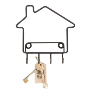 Modern <b>Wall</b> Mounted Iron Metal <b>Key</b> <b>Holder</b> House Shaped <b>Key</b> Hanger Rack with 4 Hooks for Entryway Home Storage - Product Image 1
