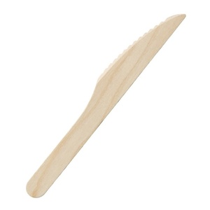 Nouveau couteau à gâteau compostable en bois de bouleau de 155 mm, couverts en bois jetables écologiques pour les fêtes, la restauration, la pâtisserie et les événements - Product Image 1