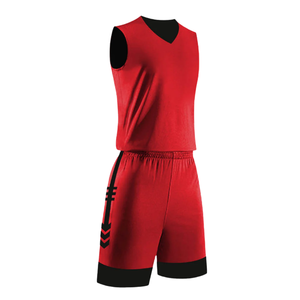 Uniforme de Baloncesto Rojo sin Mangas con Cuello en V para Hombre, Conjunto de Camiseta y Pantalones Cortos Deportivos con Nombre del Equipo, Nombre y Número Personalizados - Product Image 1