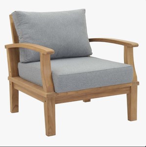 Modern Japandi Teak Wood Garden Accent <b>Chair</b> Low Profile Single Sofa with Thick Removable <b>Pads</b> - Product Image 4