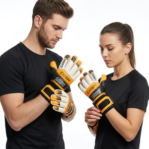 Guantes de Portero de Fútbol OEM Amarillos y Negros con Diseño Impreso, Guantes de Portero de Fútbol Duraderos con Protección para los Dedos - Product Image 1