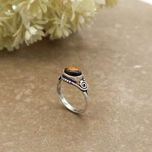 Handmade Brass Natural <b>Tiger</b> <b>Eye</b> Vintage Oval Gemstone Swirl Design Bezel Setting Ethnic Boho Statement <b>Ring</b> - Product Image 4