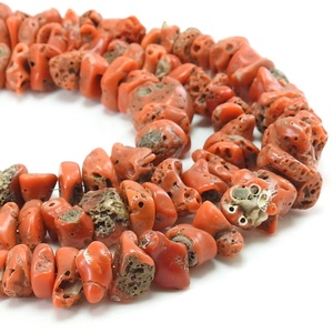 Perles de corail rouge italien, pierre polie, copeaux, pépites, 10-15 mm environ, collier de 16 pouces, certifié pour la fabrication de bijoux - Product Image 1