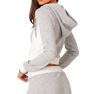 Nouveaux sweats à capuche pour femmes avec logo personnalisé, de haute qualité, à fermeture éclair intégrale, à cordon de serrage, en polaire doux, surdimensionnés, à capuche courte, à fermeture éclair - Product Image 5