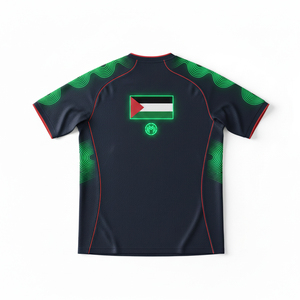 เสื้อฟุตบอลปาเลสไตน์แบบสั้น ระบายอากาศได้ดี แห้งเร็ว ขายส่ง รับทำโลโก้ เสื้อฟุตบอลแบบซับลิเมชั่น ลายธงชาติปาเลสไตน์ - Product Image 2