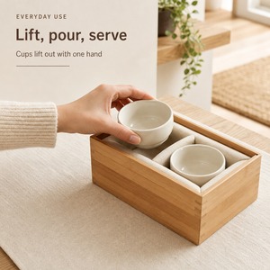 Wooden Tea Box with Felt Lined Insert and Lid, Divided Tea Packaging Gift Box - Product Image 5