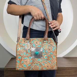 Manufacturer Custom Premium Hand Tooled Genuine Leather Small Travel Duffel Weekender Overnight Compact Carry-On Gym Sports Bags - Product Image 5