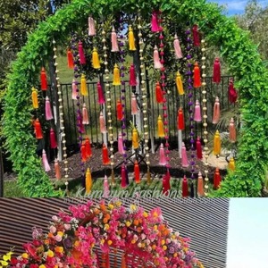 Borlas de Hilo Multicolor de Seda de Rajastán Hechas a Mano en India, Decoración para Bodas, Navidad, Hogar y Fiestas, 5 Pies de Largo, Colgantes - Product Image 4