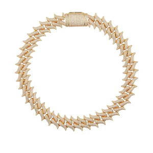 Chunky Moissanite <b>Necklace</b> Cuban Link Chain Rhinestone Inlay <b>Statement</b> Neckwear for Men Streetwear - Product Image 3