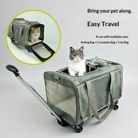 Sac de transport pour animaux de compagnie 3 en 1, pliable, à roulettes, 10 kg, pour chats et chiens, en tissu Oxford