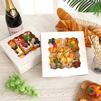 Boîte de papier traiteur beignets aux fraises écologique pour gâteau gaufre crêpe boulangerie pâtisserie serpent Bagel déjeuner fenêtre stratification mate