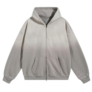 Custom Logo Heavyweight Drop Shoulder Blank Zipper Hoodie High Quality Cotton Fleece Oversized <b>Hoodies</b> <b>Plain</b> - Product Image 4