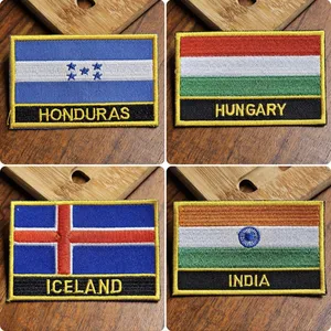 Kyrgyzstan Flag Embroidered Patch Rectangle <b>Iron</b>-On Woven Fabric Gift - Product Image 2
