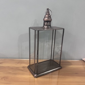 Modern Metal Glass <b>Lantern</b> Candle Holder Decorative Tabletop <b>Lantern</b> for Home Wedding Ramadan Christmas Decor - Product Image 1