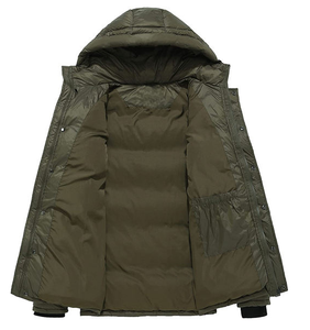 Men's Casual Winter Long Breathable Waterproof Outdoor Windbreaker Custom Front Logo Zipper Stand Collar Puffer <b>Jacket</b> - Product Image 4