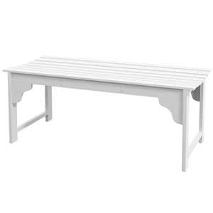 Banc de jardin en bois à lattes blanches avec assise courbée, structure en aluminium coulé et en fer pour cour ou porche de centre commercial - Product Image 1