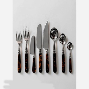 Juego de utensilios de plata de acero inoxidable, conjunto de lujo de Portugal con mango de diseño de cerámica blanca - Product Image 6