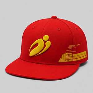 หมวกเบสบอล Apicto Sports สีแดง 6 แผง ปักโลโก้สีเหลือง ทรงแบน ปรับขนาดได้ - Product Image 4