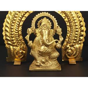 Sculpture Lord Ganesha de 6 pouces faite à la main avec arc (Thiruvatchi) Matériau en laiton Design indien traditionnel pour les cadeaux - Product Image 2