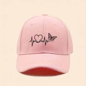 Una gorra de béisbol minimalista con diseño de estampado de latido de mariposa en blanco para protección solar y protección contra el sol en deportes al aire libre. - Product Image 3