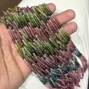 Lot de perles rondes facettées multi-tourmalines en gros au meilleur prix, brin de 16 pouces, 3-4 mm, perles de pierres précieuses en vrac pour la fabrication de bijoux - Product Image 2