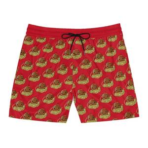 Pantalones cortos de baño para hombre, rojos, con estampado de almohadillas de carne de espagueti, de secado rápido, con cordón, pantalones cortos informales - Product Image 1