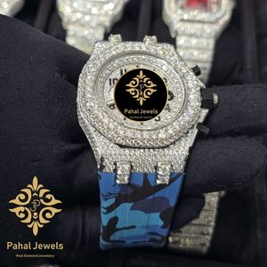 Reloj de Cuarzo con Incrustaciones de Diamantes, Cronógrafo, Correa Azul, Esfera Acrílica, Joyería de Moda de Lujo - Product Image 4