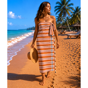 Serviette Kikoy promotionnelle : Meilleure collection pour les achats en gros – Serviette de plage Kikoy en coton teint en fil rayé, multi-usages. - Product Image 3