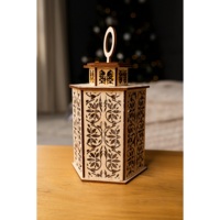 Lot de lanternes décoratives hexagonales en bois faites à la main, compatibles Glowforge, fichier de découpe laser SVG, supports de bougies, abat-jour CNC