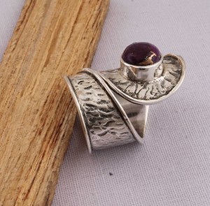 Natural Purple Copper <b>Turquoise</b> <b>Ring</b> 925 Sterling Silver Jewelry Vintage Style Purple Gemstone Band Statement <b>Ring</b> for Women - Product Image 4