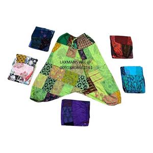 กางเกงฮาเร็มพิมพ์ลายเรยอนชุดนอนผ้าฝ้ายแบบเย็บปะติดปะต่อกันชุดนอนอินเดียพิมพ์ลายสำหรับผู้หญิงชุดนอนผ้าฝ้ายสีทึบ - Product Image 1