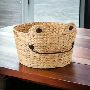 Cesta de Almacenamiento de Ratán con Asa, Forma Redonda, para Sala de Estar, Organizador Multiusos, Cesta Tejida a Mano - Product Image 3