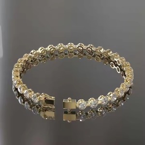 White Round Moissanite Diamond <b>Bracelet</b> & Bangle Round in 18K Yellow Gold Cut Jewelry - Product Image 4