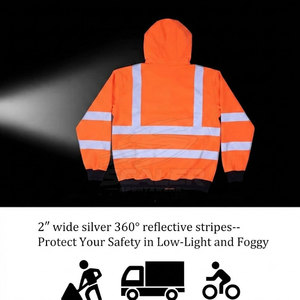 Custom Professional <b>Work</b> Apparel Reflective Hoodies Safety Wear Front Pocket Long Sleeve Casual <b>Waterproof</b> ANSI Class 2 EN ISO - Product Image 5